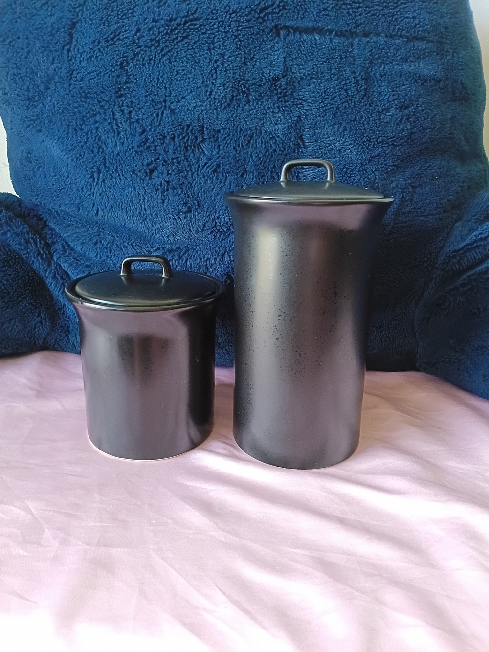Gallery Matte Speckled Black Ceramic Kitchen Canister Set - 2 Piece